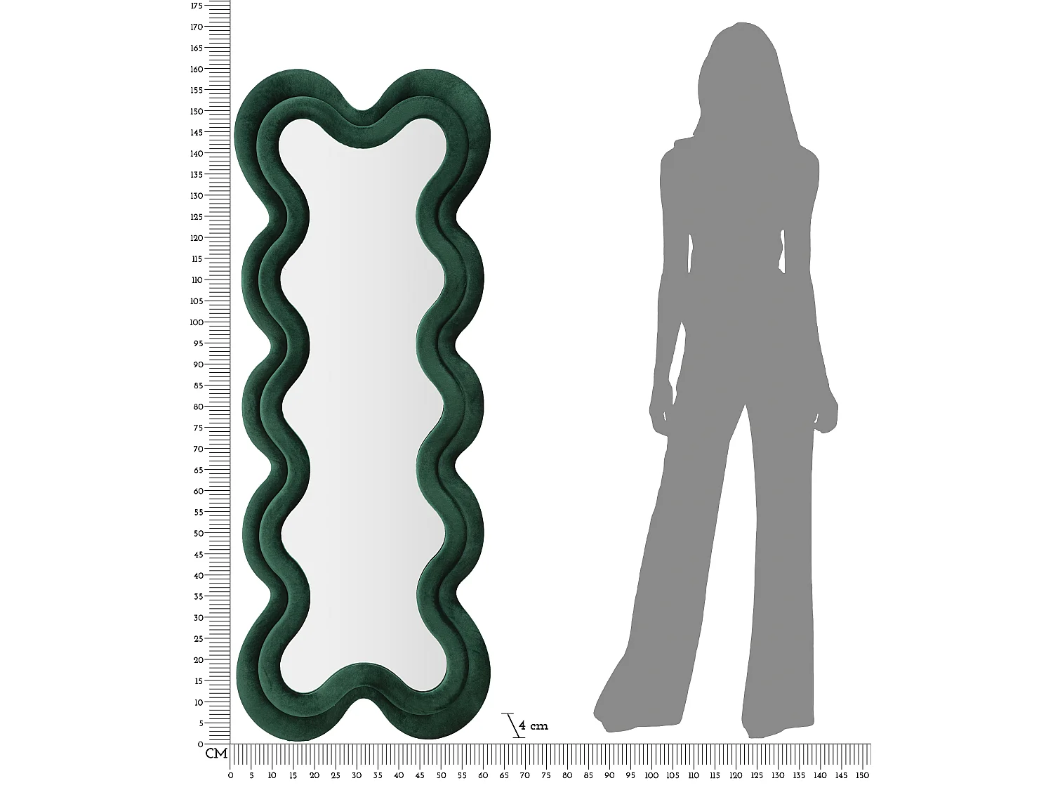 Miroir Mural en Velours "Monica" 160cm Vert