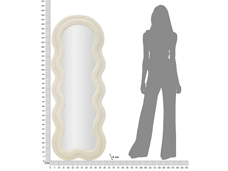 Miroir Mural en Tissu Bouclé "Teddy" 160cm Crème