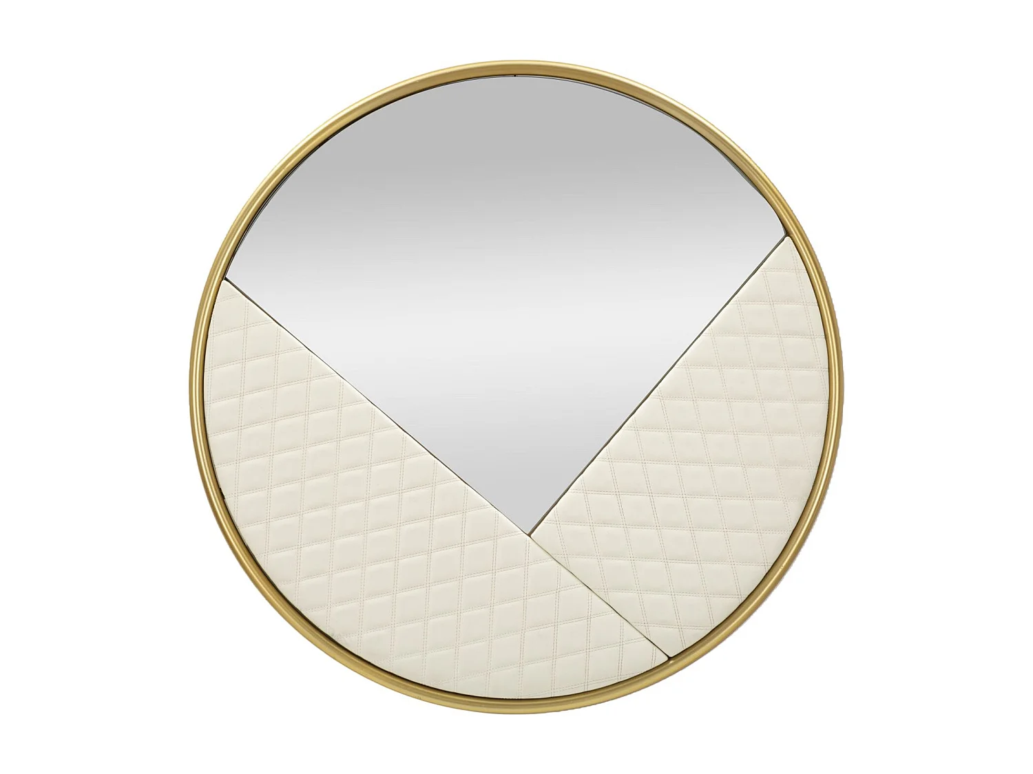 Miroir Mural Design "Sharon" 80cm Blanc & Or