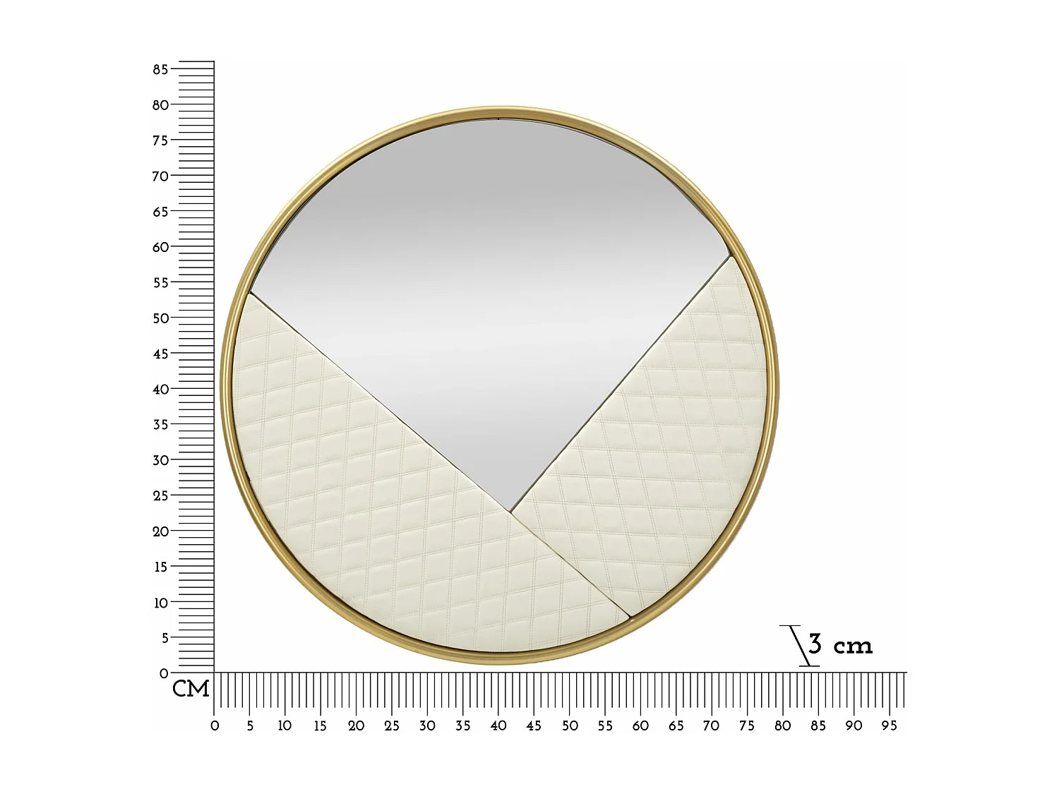Miroir Mural Design "Sharon" 80cm Blanc & Or