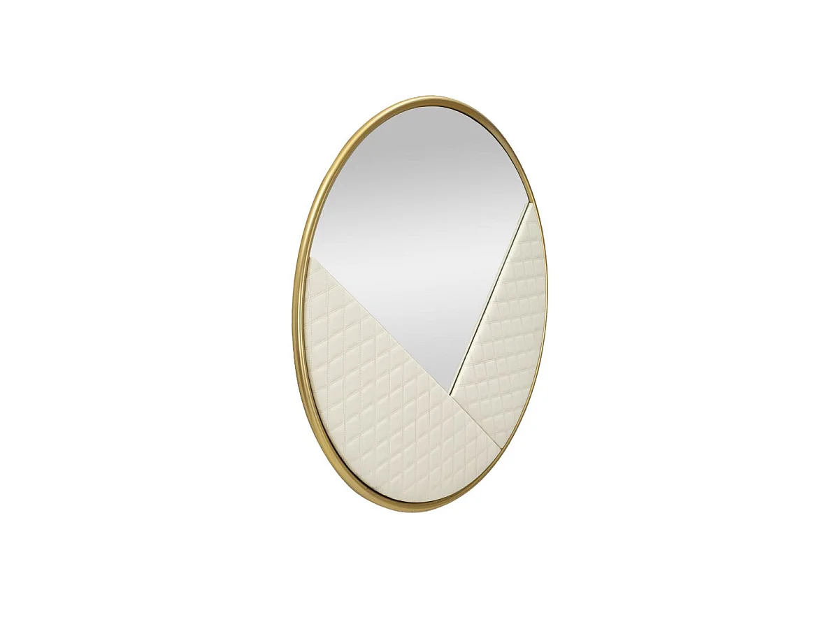 Miroir Mural Design "Sharon" 80cm Blanc & Or