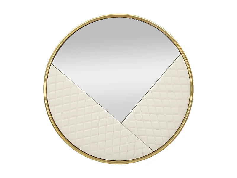 Miroir Mural Design "Sharon" 80cm Blanc & Or