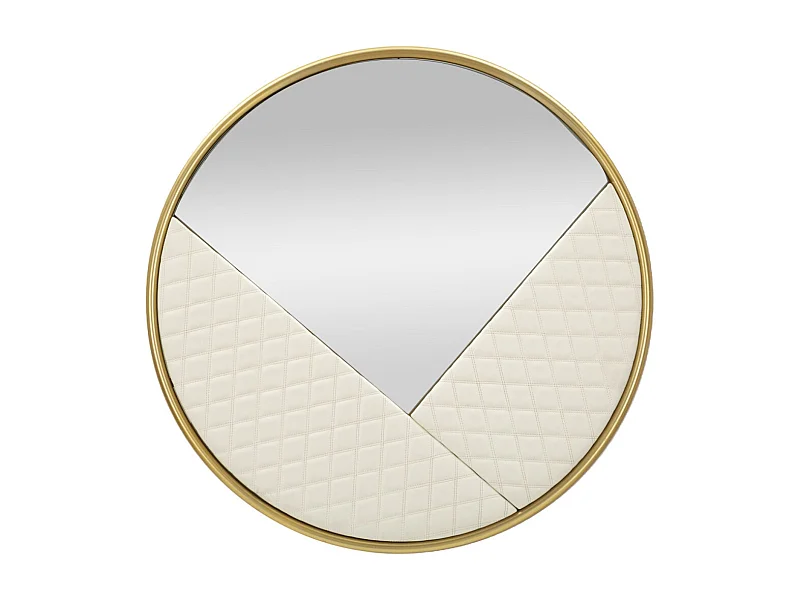 Miroir Mural Design "Sharon" 80cm Blanc & Or