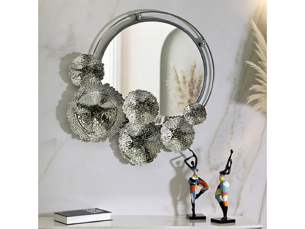 Lustro ścienne Kandi, kolor srebrny, metal, 85 x 7 x 80,6 cm, Mauro Ferretti