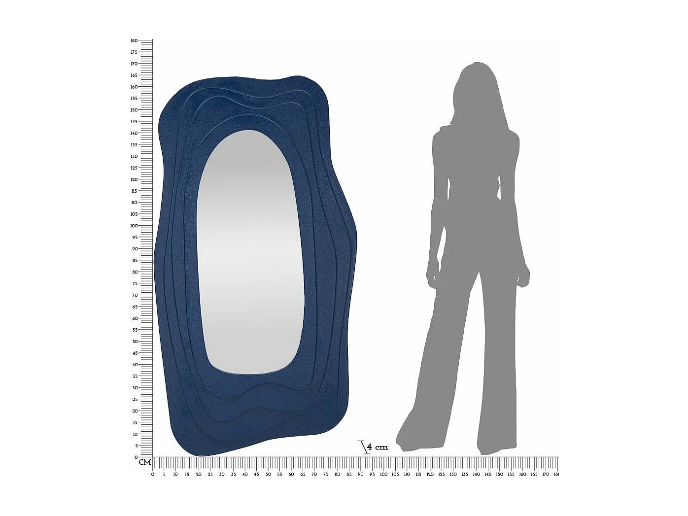 Specchio da parete blu cm 90x4x165