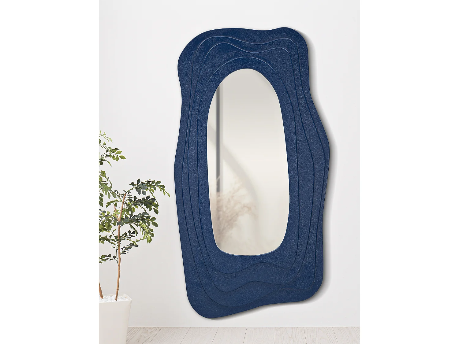 Espejo de pared de MDF y vidrio 90x165 cm Dafne - Azul Marino
