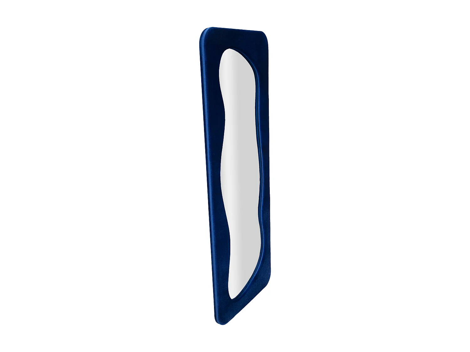 Specchio da parete in velluto blu cm 60x4x160