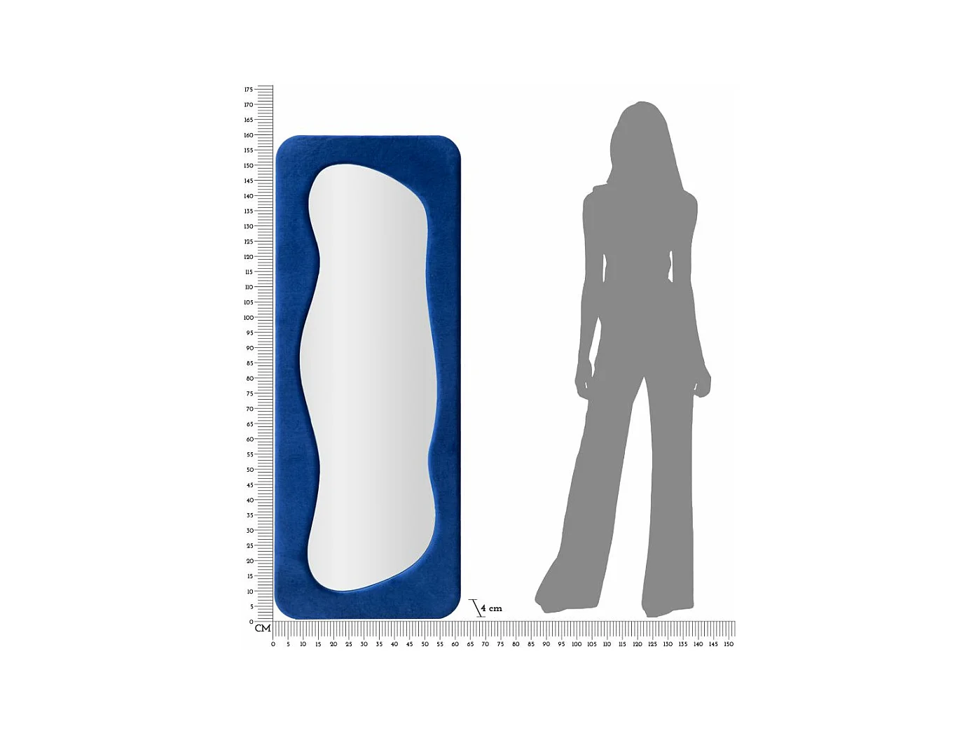 Miroir Mural en Velours "Theodor" 160cm Bleu