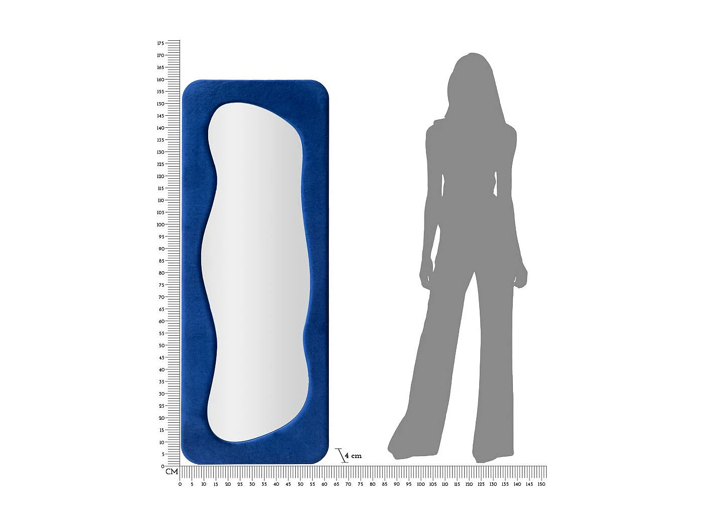 Miroir Mural en Velours "Theodor" 160cm Bleu