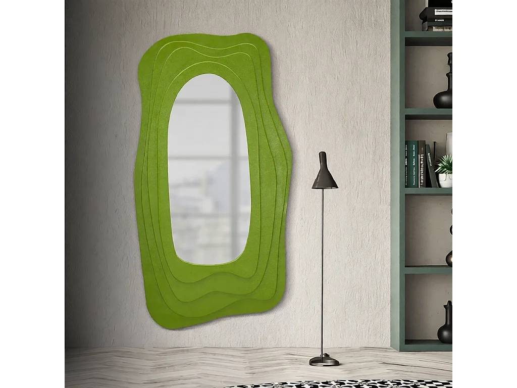 Lustro ścienne Dafne, kolor zielony, płyta MDF, 90 x 4 x 165 cm, Mauro Ferretti