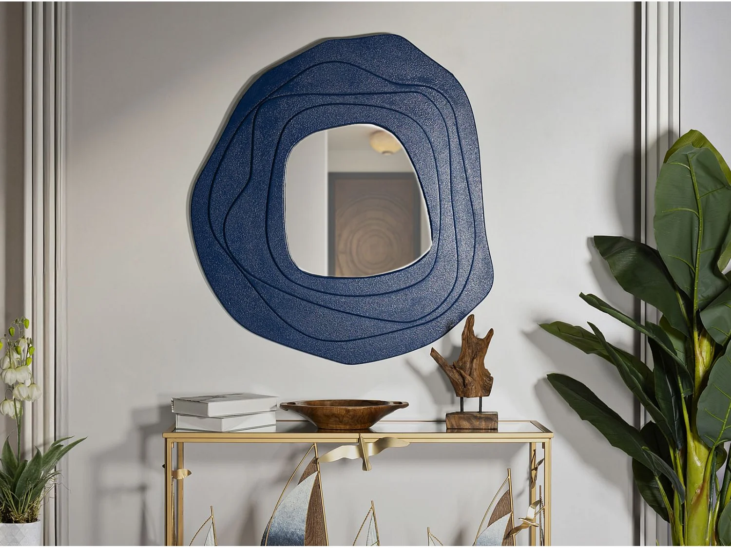 Miroir Mural Design "Dalia" 97cm Bleu