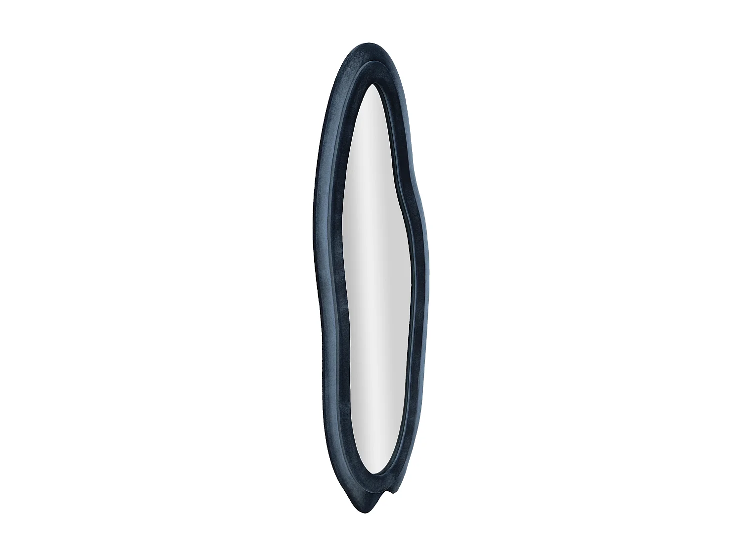 Specchio da parete in velluto blu cm 60x4x160.