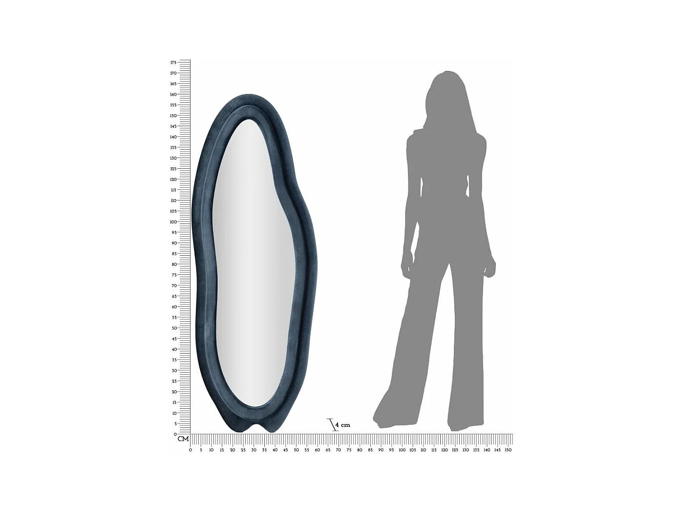 Miroir Mural en Velours "Chanel" 160cm Bleu