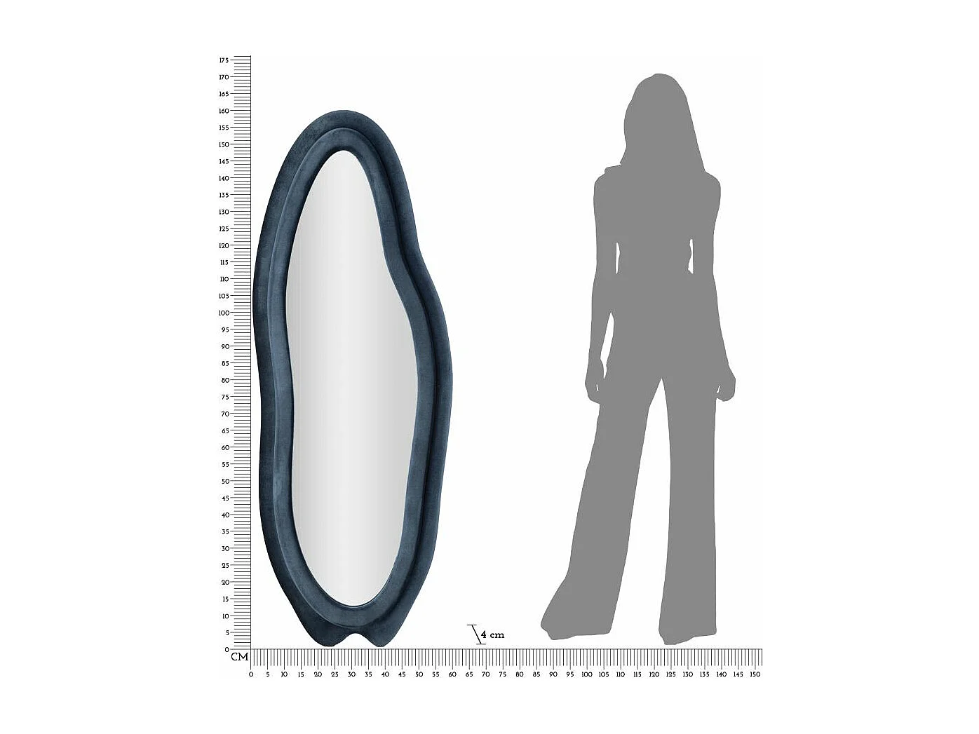 Miroir Mural en Velours "Chanel" 160cm Bleu