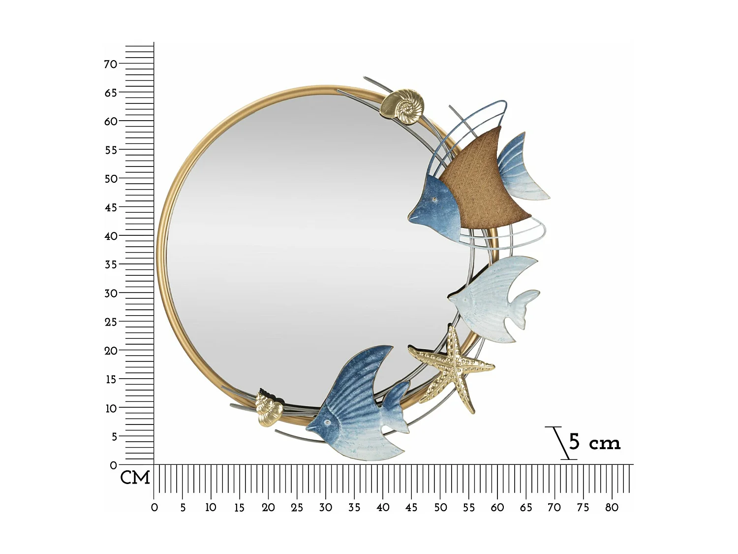 Specchio da parete in metallo multicolore cm 68x5x67.