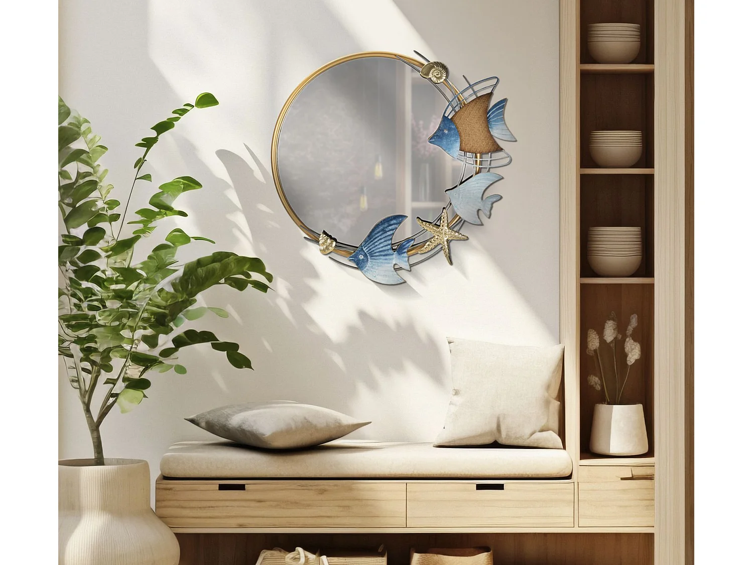 Miroir Mural Déco "Marine" 68cm Multicolore