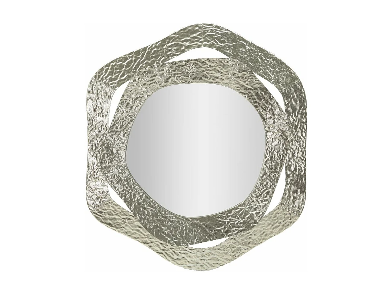 Specchio da parete in metallo argentato cm 66x6x75.