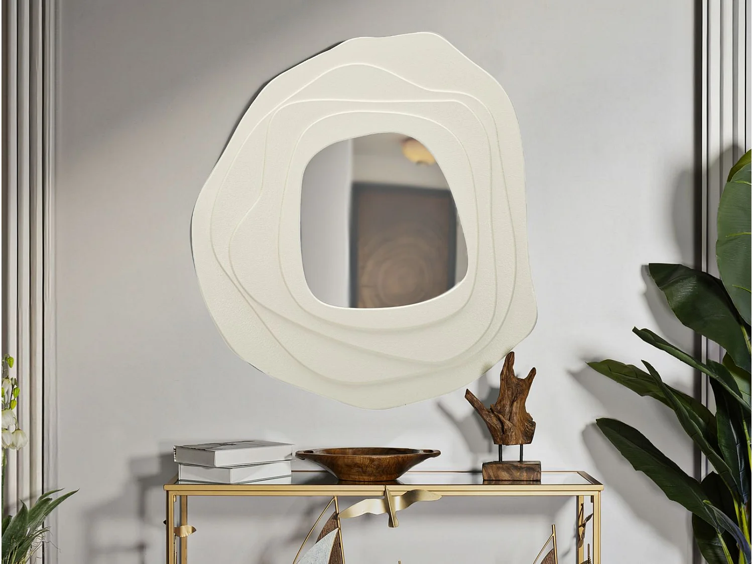 Miroir Mural Design "Dalia" 97cm Blanc