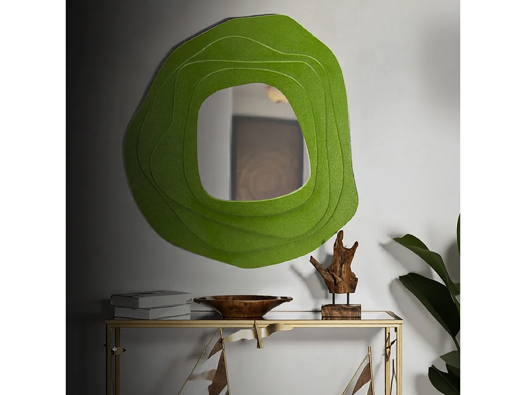 Espejo de pared de diseño en MDF 90x97 cm Dalia - Verde oscuro