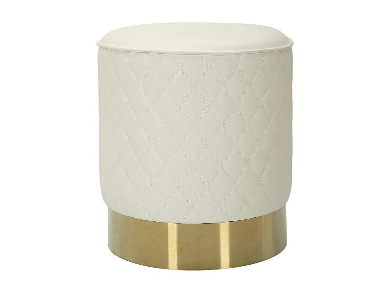 Pouf Matelassé "Sharon" 38cm Blanc & Or