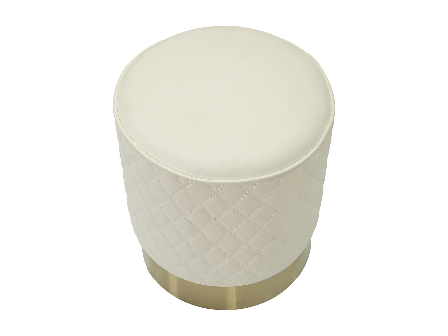 Pouf Matelassé "Sharon" 38cm Blanc & Or