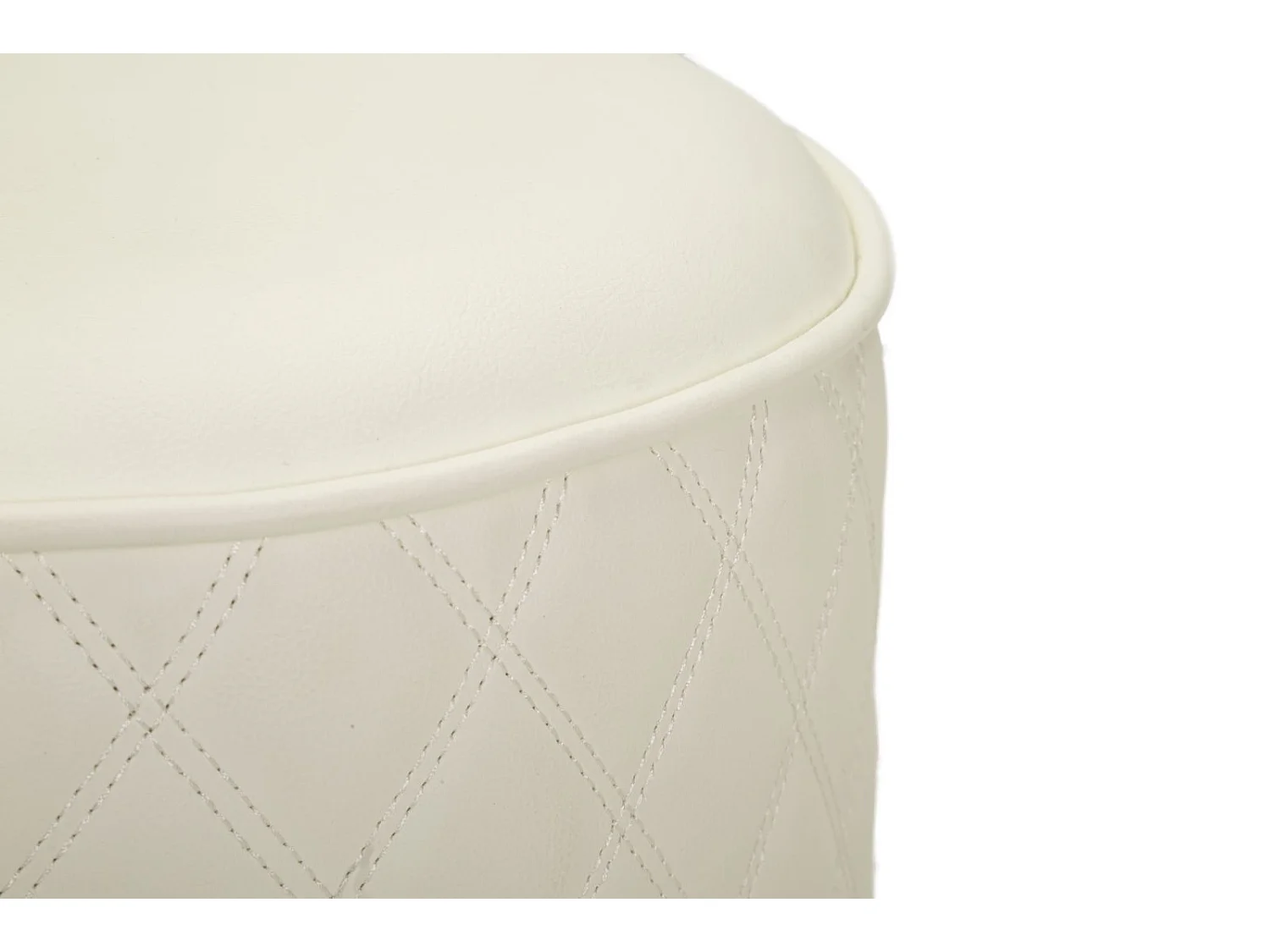 Pouf Matelassé "Sharon" 38cm Blanc & Or