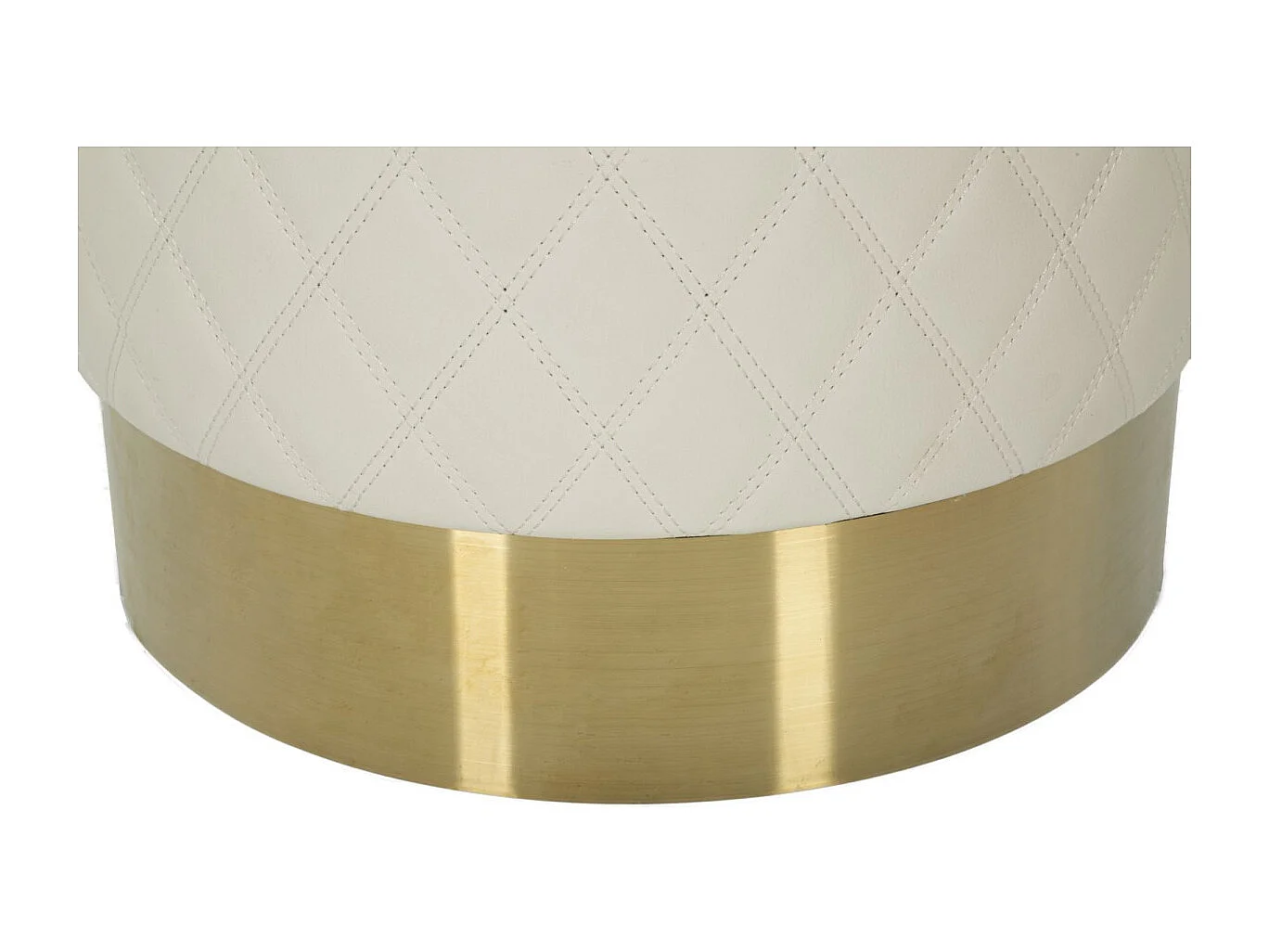 Pouf Matelassé "Sharon" 38cm Blanc & Or