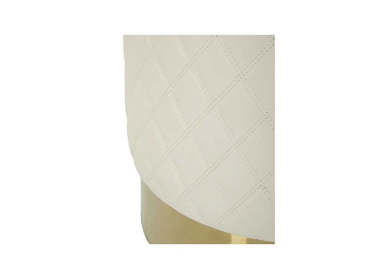 Pouf Matelassé "Sharon" 38cm Blanc & Or