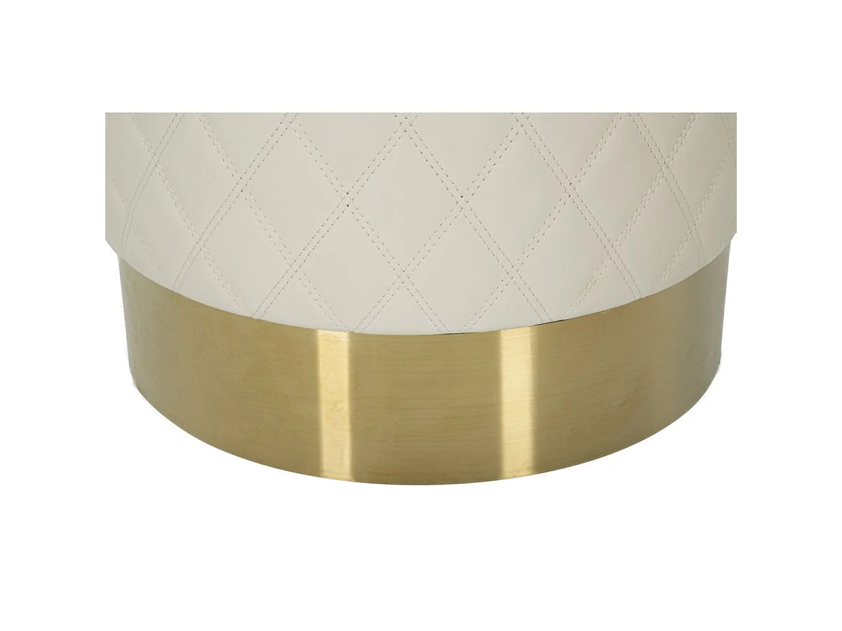 Pouf Matelassé "Sharon" 38cm Blanc & Or