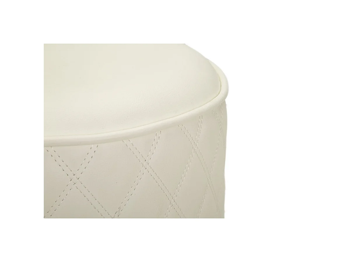 Pouf Matelassé "Sharon" 38cm Blanc & Or
