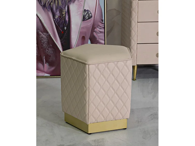 Pouf Matelassé "Sharon" 38cm Rose & Or