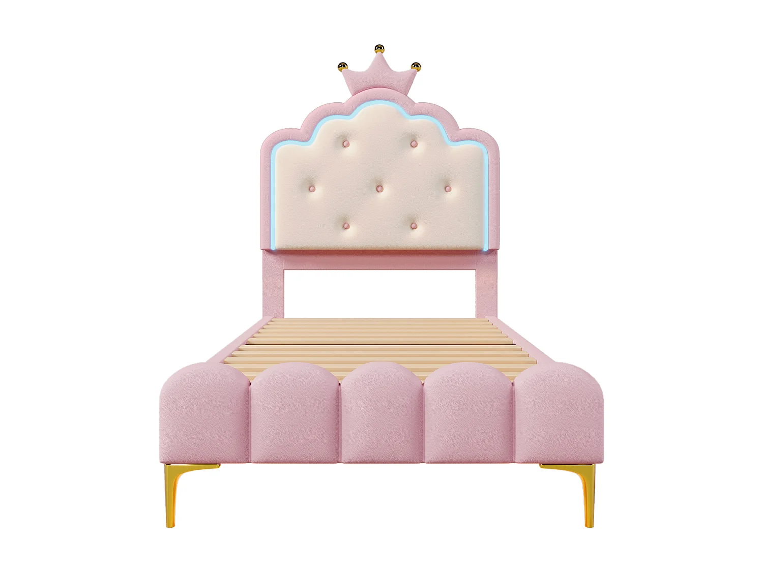 Lit d'enfant 90 x 200 cm, avec éclairage d'ambiance, forme Princesse, rose