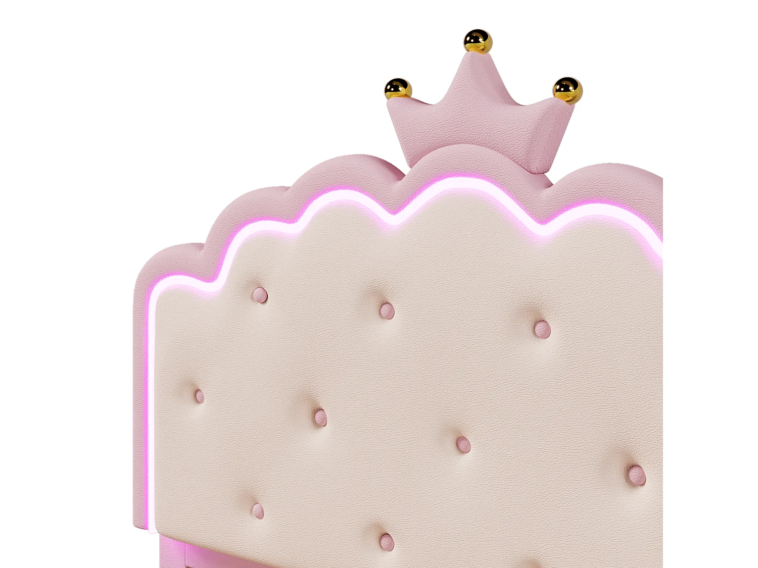 Lit d'enfant 140 x 200 cm, avec lumière d'ambiance, forme princesse, lit pliable, 2 tiroirs, rose