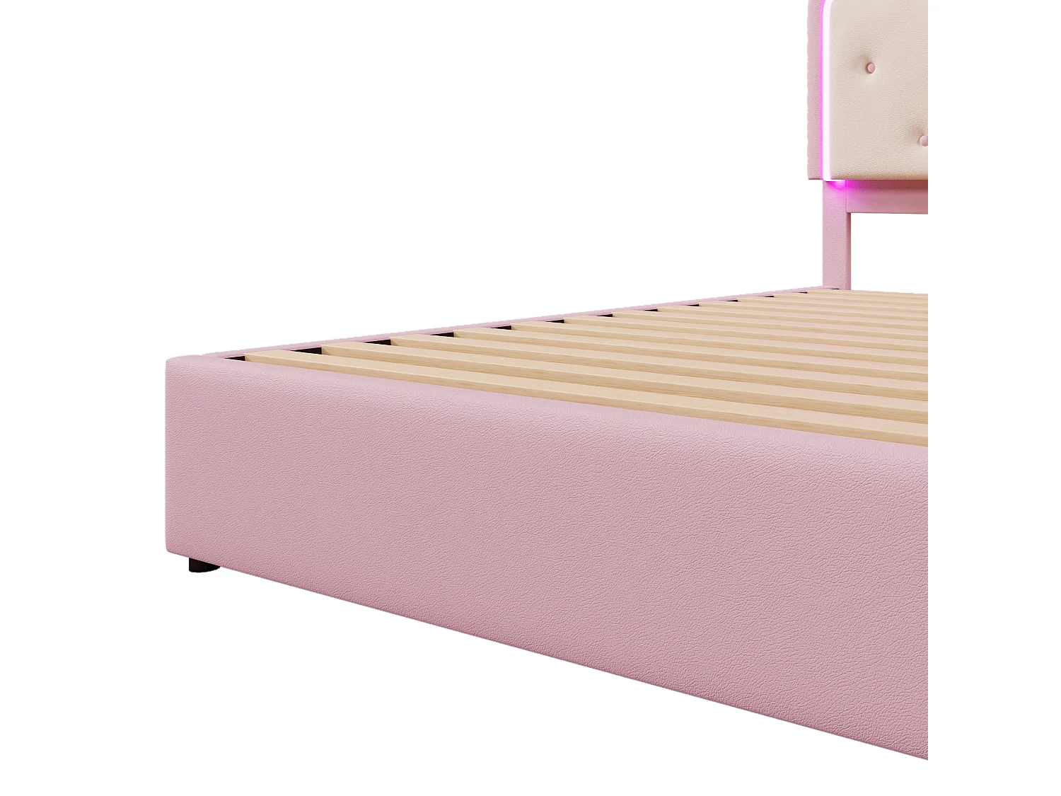 Lit d'enfant 140 x 200 cm, avec lumière d'ambiance, forme princesse, lit pliable, 2 tiroirs, rose