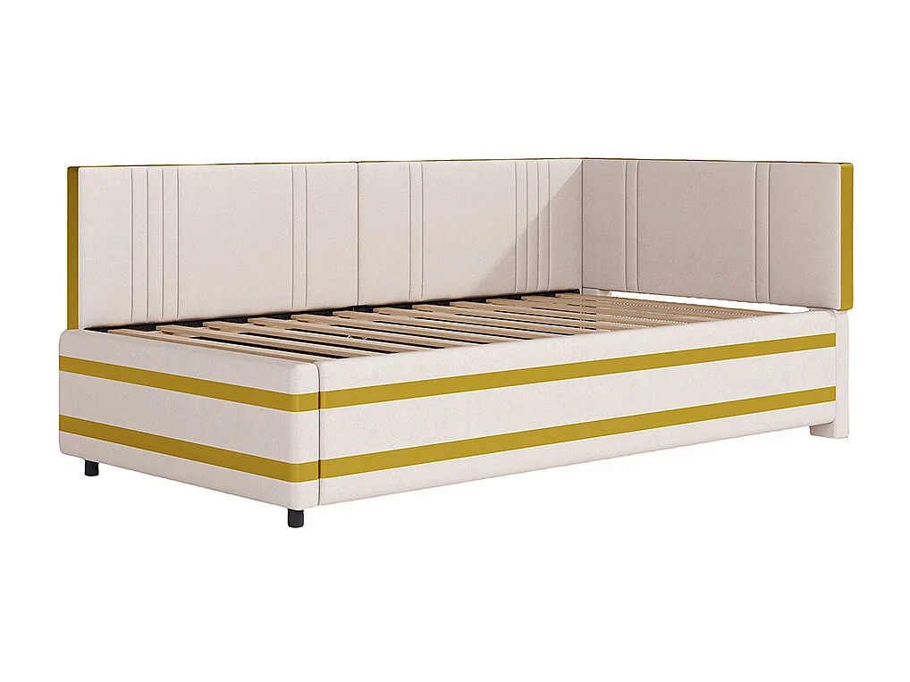 Divano 90*200, letto multifunzionale con rete a doghe, tessuto di velluto delicato sulla pelle, beige