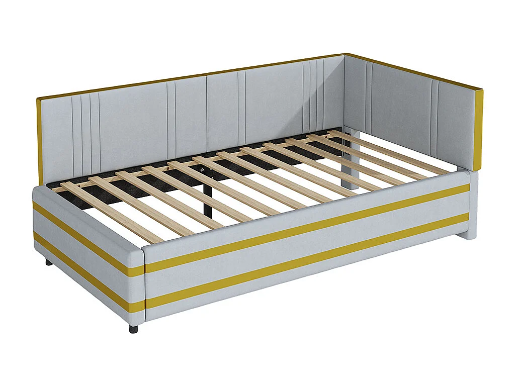 Sofabed 90*200, lit multifonctionnel avec sommier à lattes, tissu velours doux pour la peau, gris