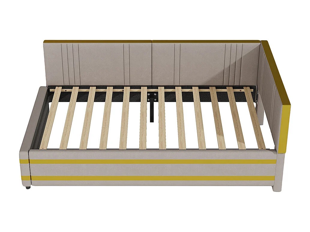 Sofabed 90*200, lit multifonctionnel avec sommier à lattes, tissu velours doux pour la peau, gris