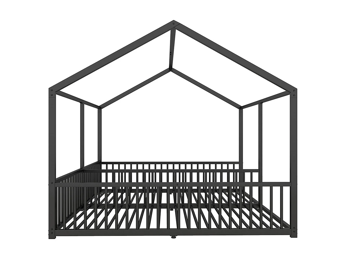 Lit d'enfant en métal 90*200 cm, barrières, échelle, moulures, lit double, cadre en fer, noir