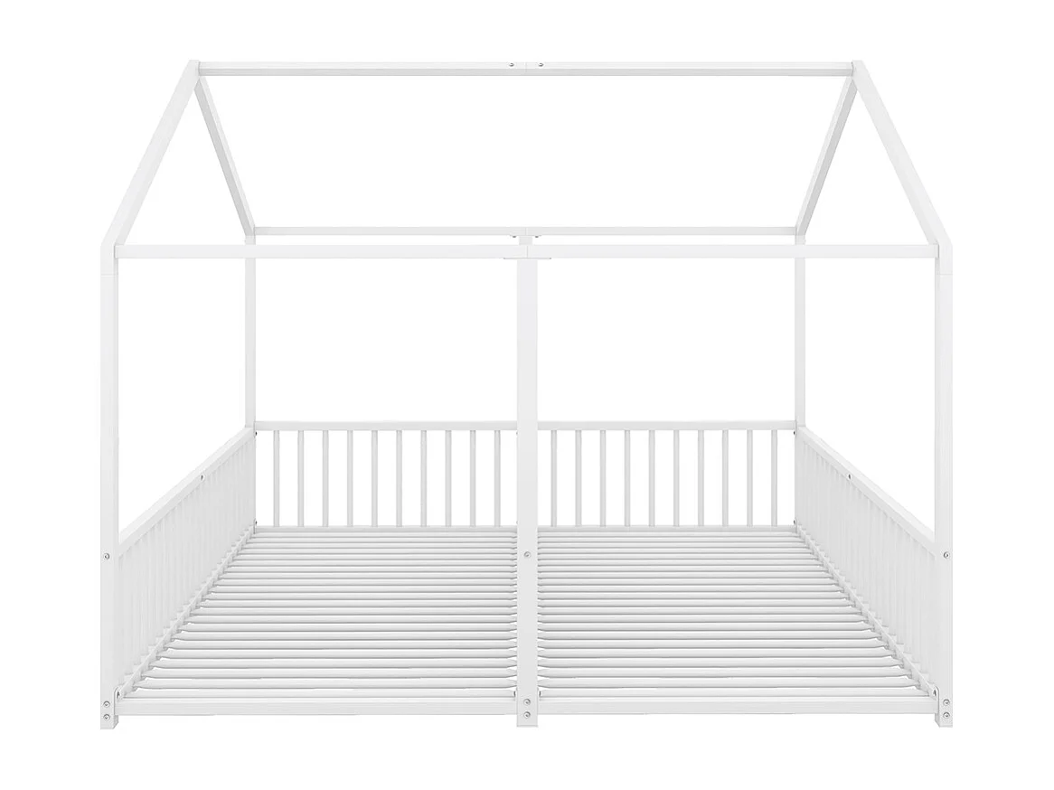 Cama de metal para crianças 90*200 cm, calhas, escada, molduras, cama de casal, armação de ferro, branco
