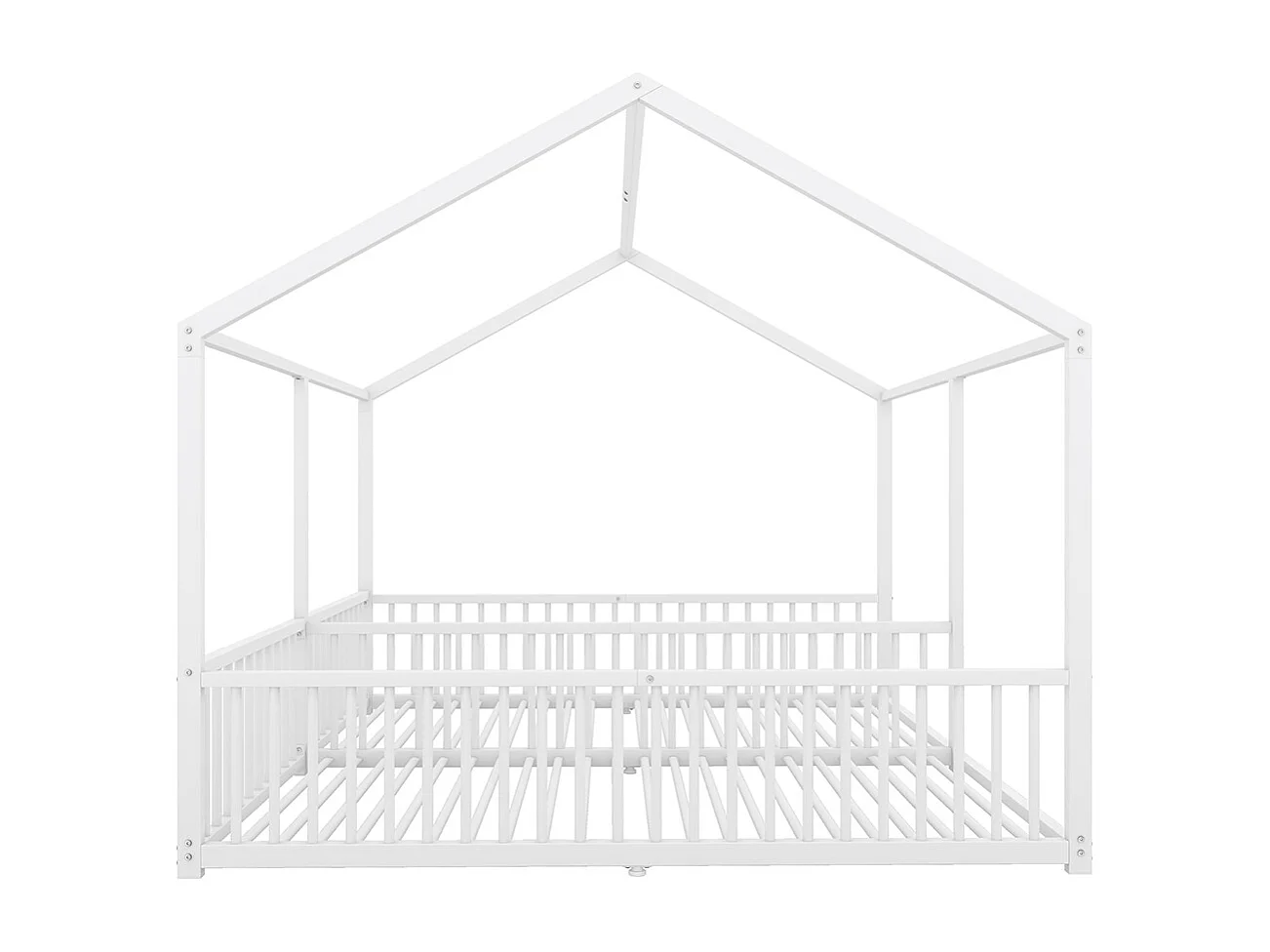 Lit d'enfant en métal 90*200 cm, barrières, échelle, moulures, lit double, cadre en fer, blanc