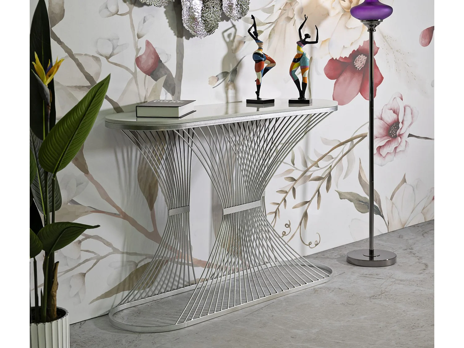 Console Design en Marbre "Bridge" 120cm Argent