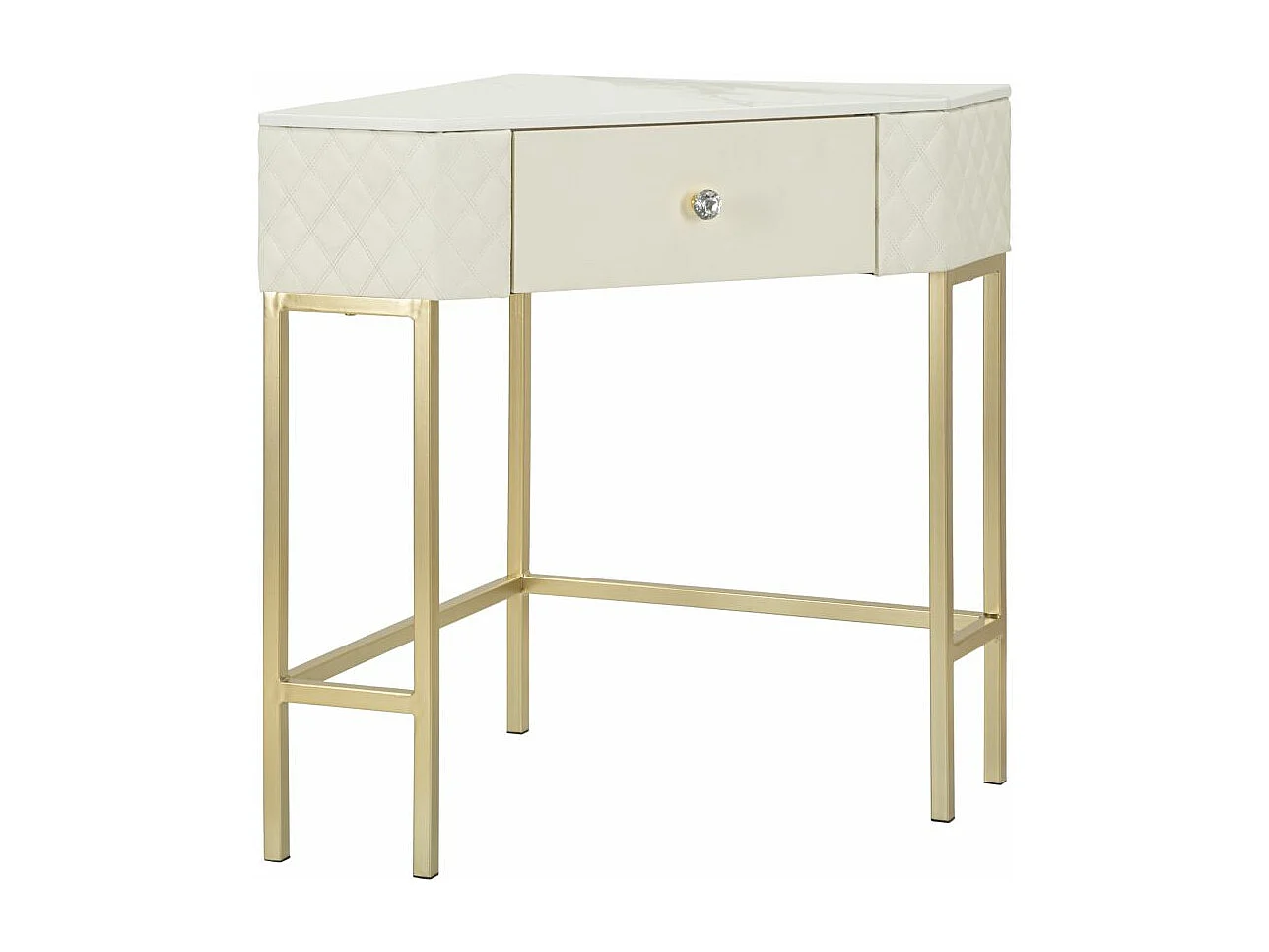 Console d'Angle Effet Marbre "Sharon" 84cm Blanc & Or