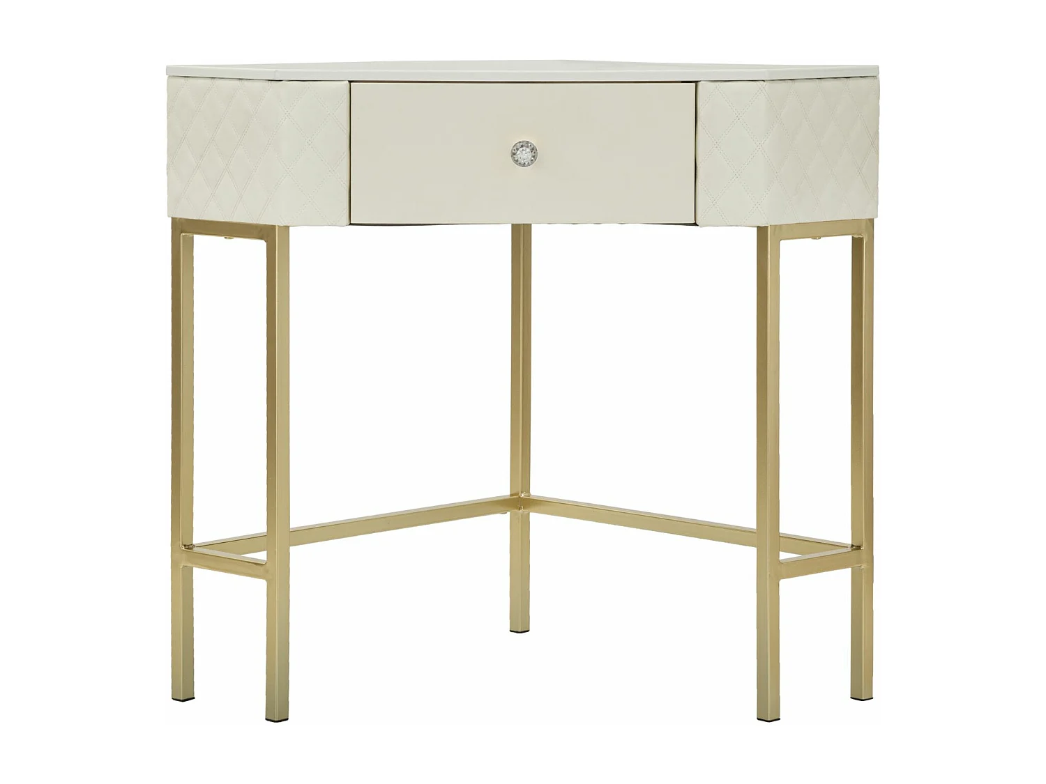 Console d'Angle Effet Marbre "Sharon" 84cm Blanc & Or