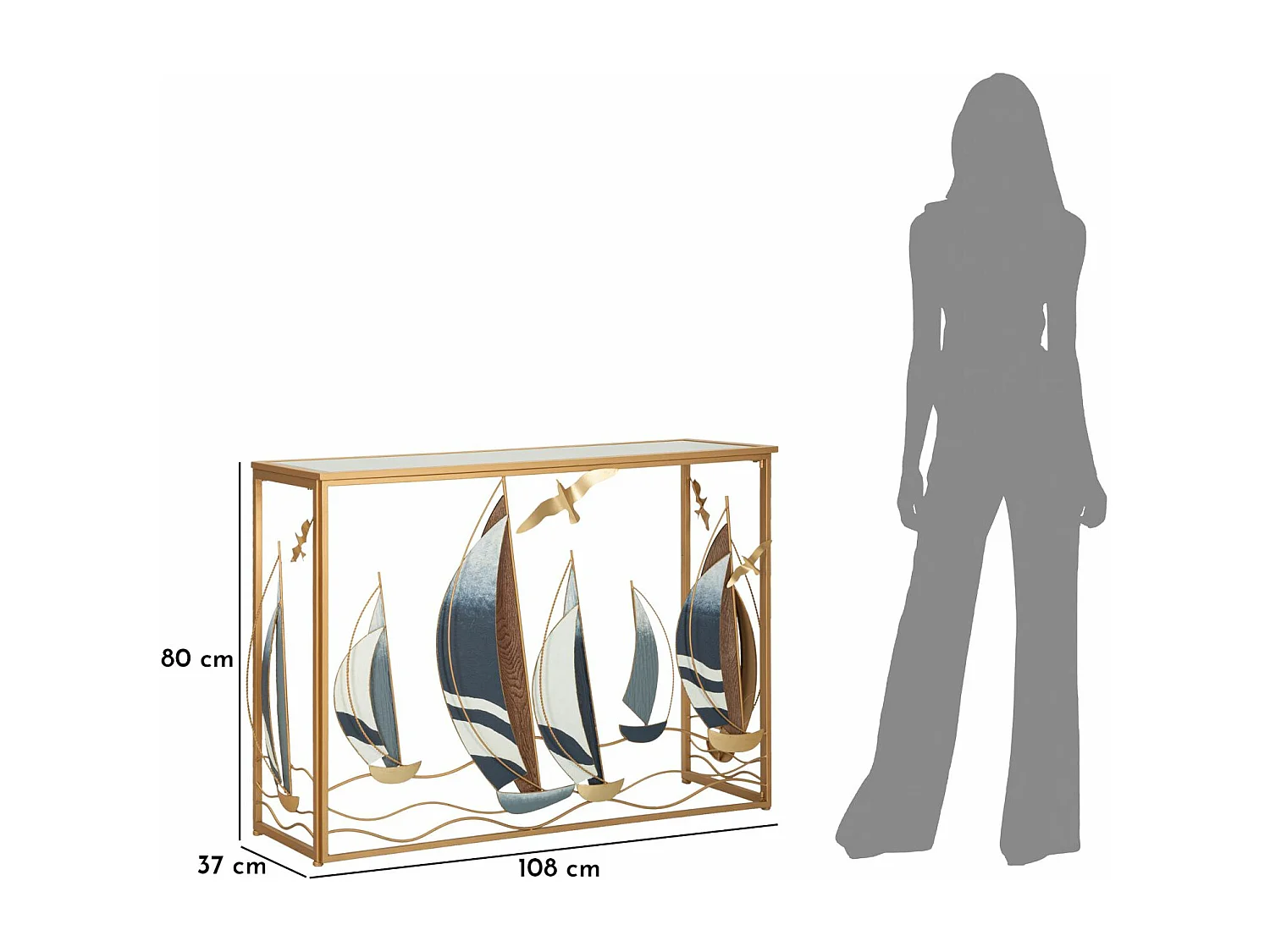 Console Design en Métal "Voiles" 108cm Multicolore