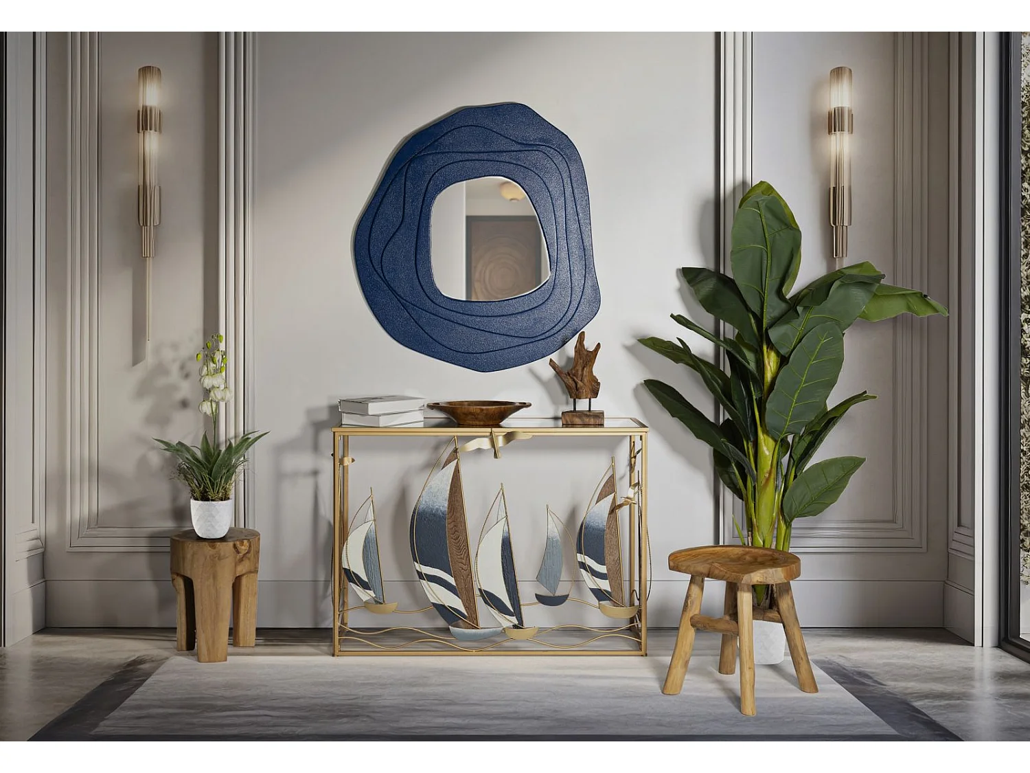 Console Design en Métal "Voiles" 108cm Multicolore