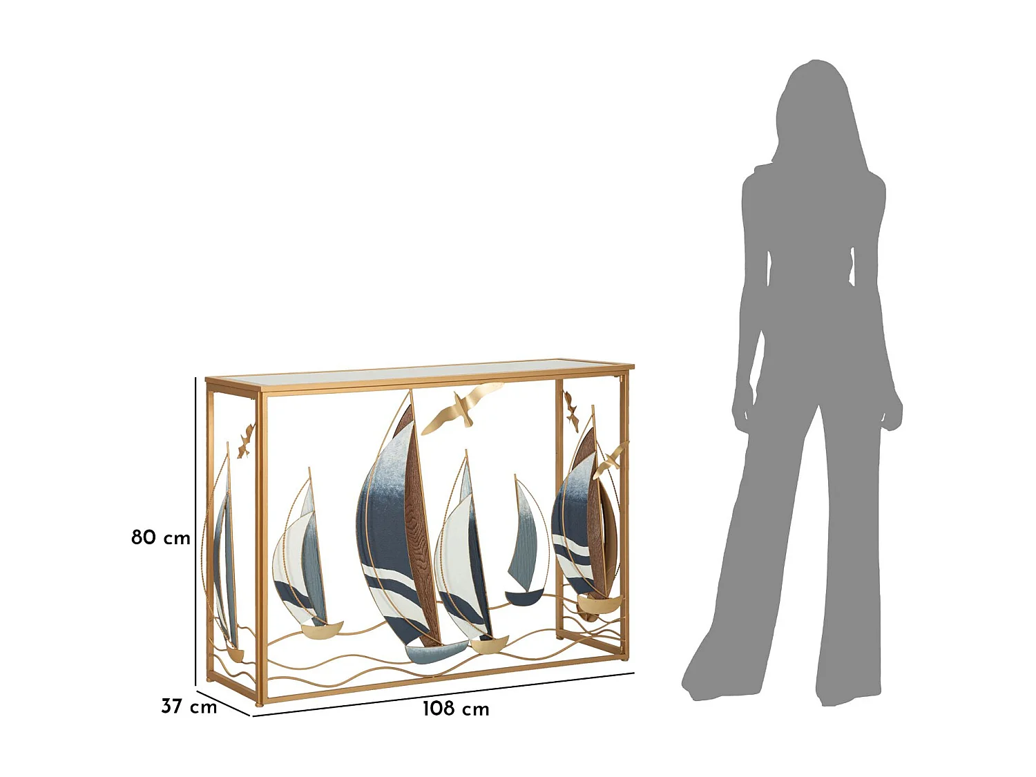 Console Design en Métal "Voiles" 108cm Multicolore