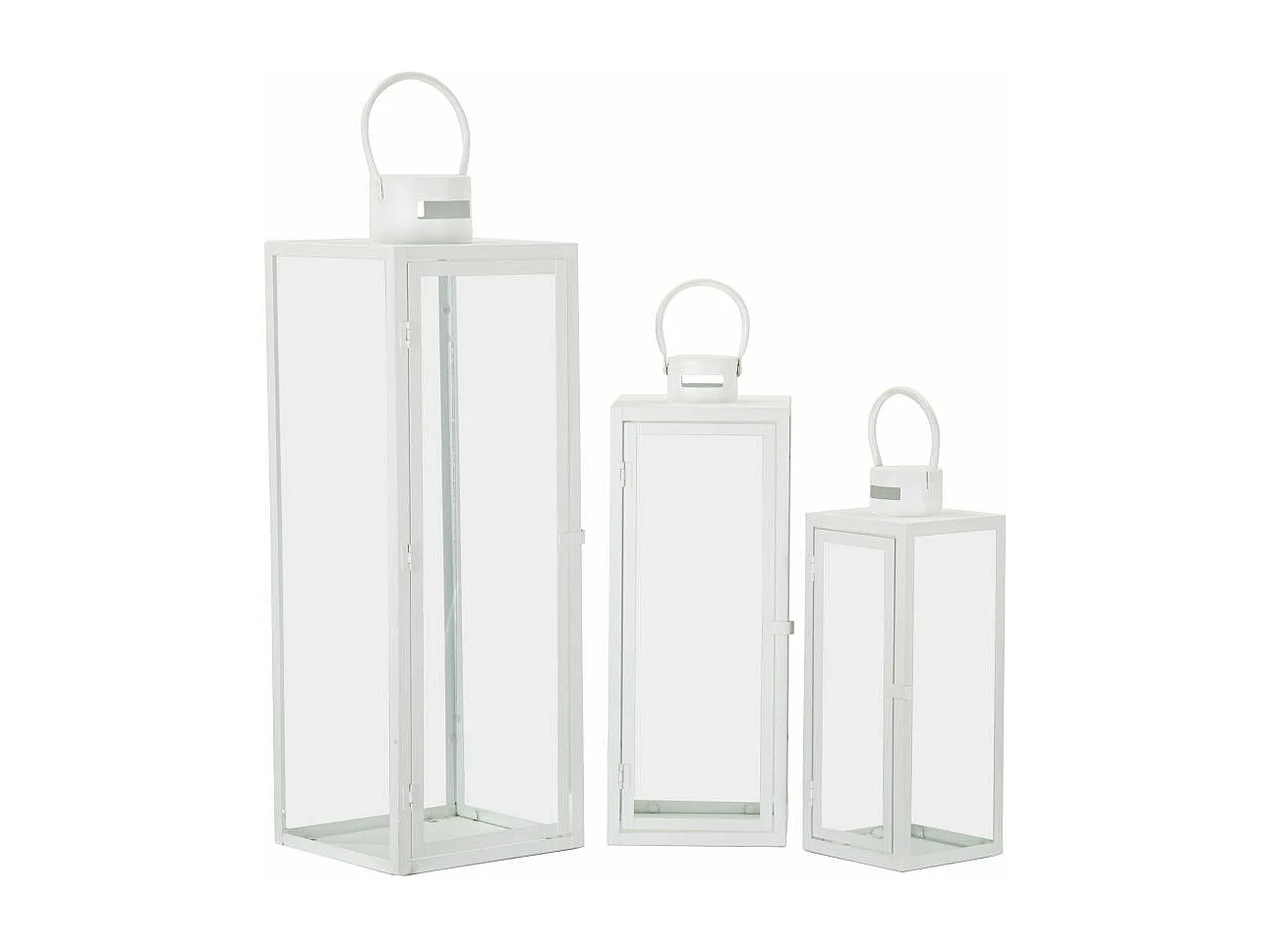 Lot de 3 Lanternes en Verre "Magic" 66cm Blanc