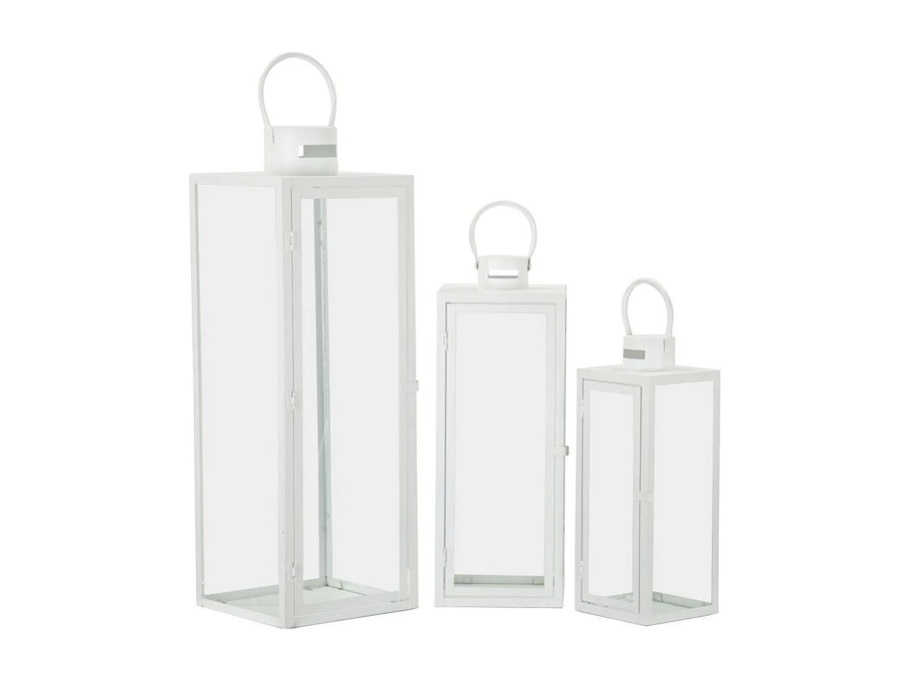 Lot de 3 Lanternes en Verre "Magic" 66cm Blanc