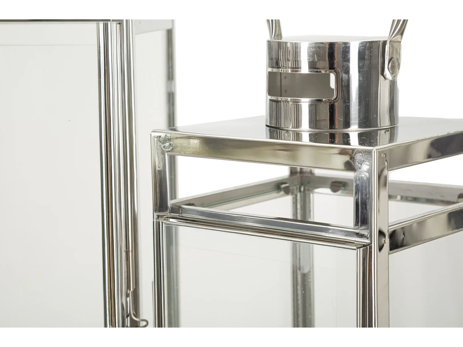 Lot de 3 Lanternes en Verre "Silvy" 70cm Argent