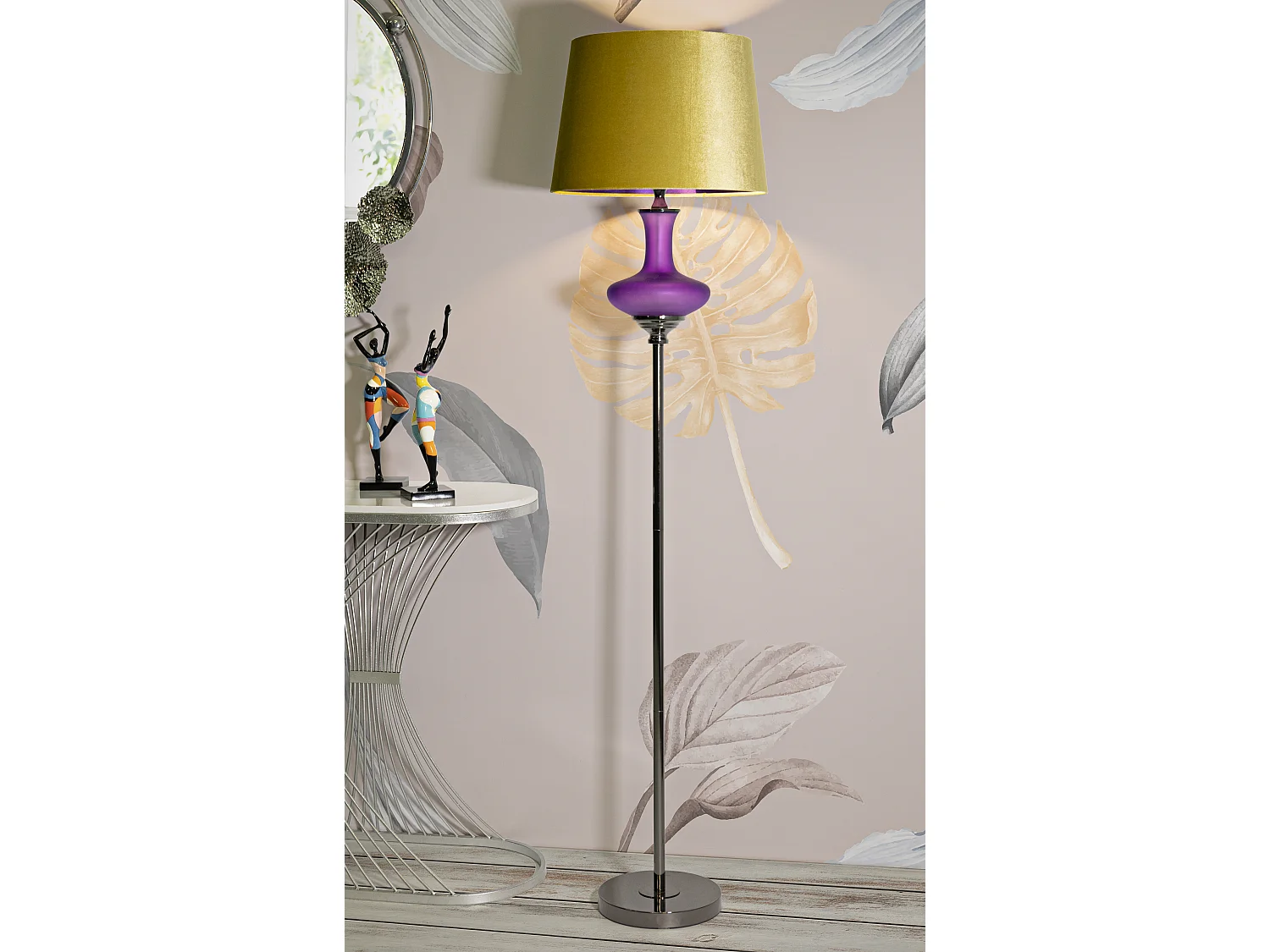 Lampadaire en Verre "Milva One" 167cm Violet & Or